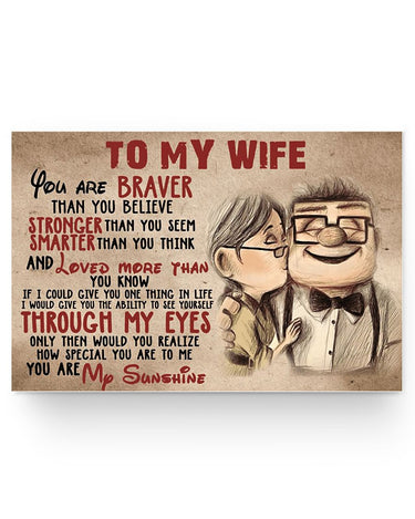 24x16 Poster Fixed UP to My Wife You are Braver Than You Believe Landscape Paper Posters Birthday Gifts Decor Bedroom Fixed